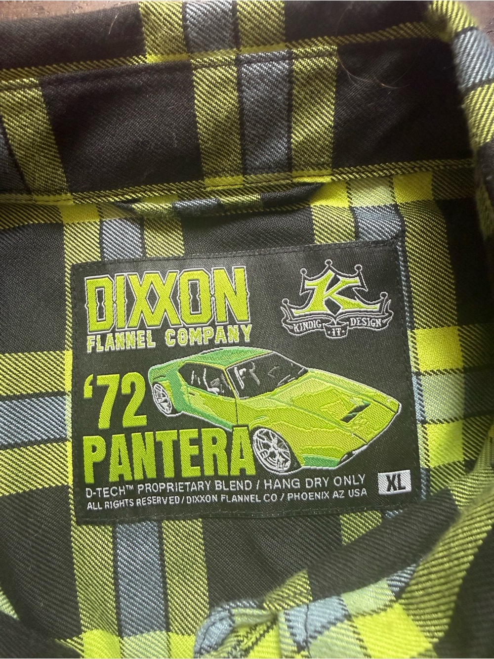 DIXXON Black and Lime Plaid Button-Down Shirt - Picture 4 of 7